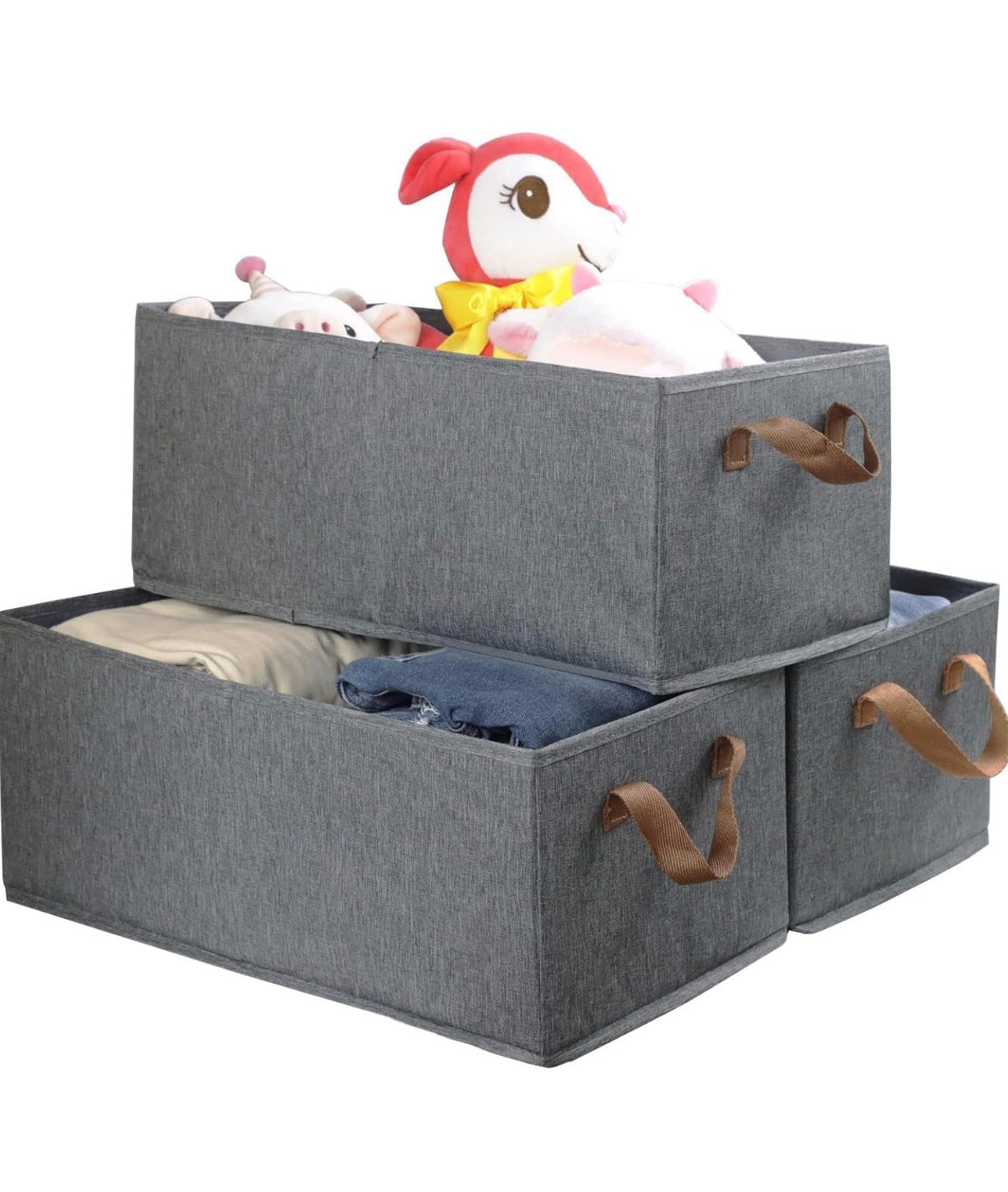 Pack of 3 Large Storage Bins Closet Organizer System